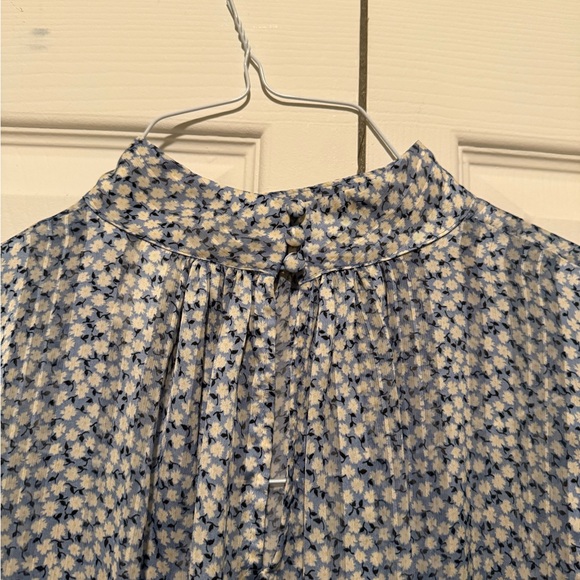 H&M Light Blue Floral Silk mock neck Blouse - Picture 4 of 4